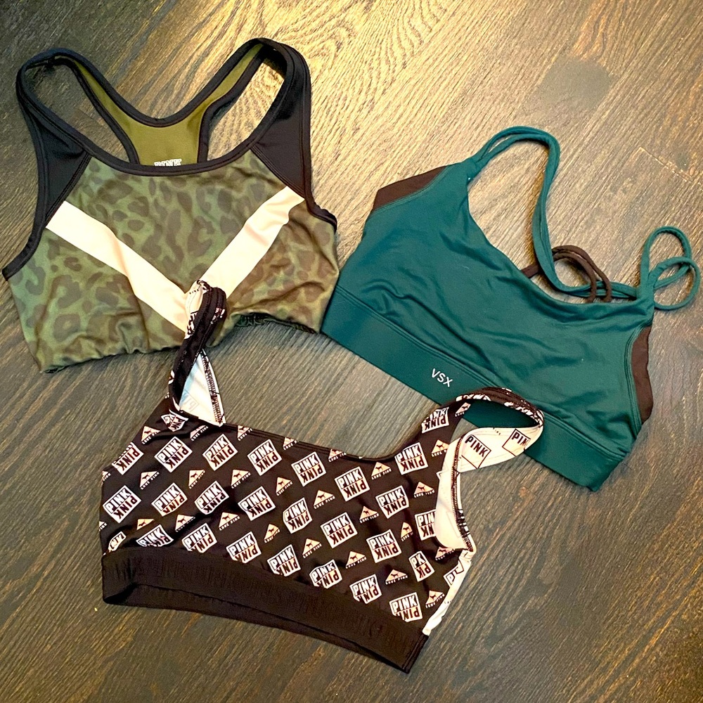 Bundle of 3 PINK Vic Secret Sport Bras Size Medium